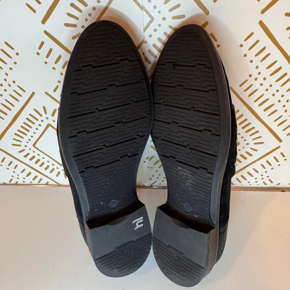 Miz Mooz‎ Black Leather Studded Oxford Loafers Size 37 Slip On Brogue Edgy Work